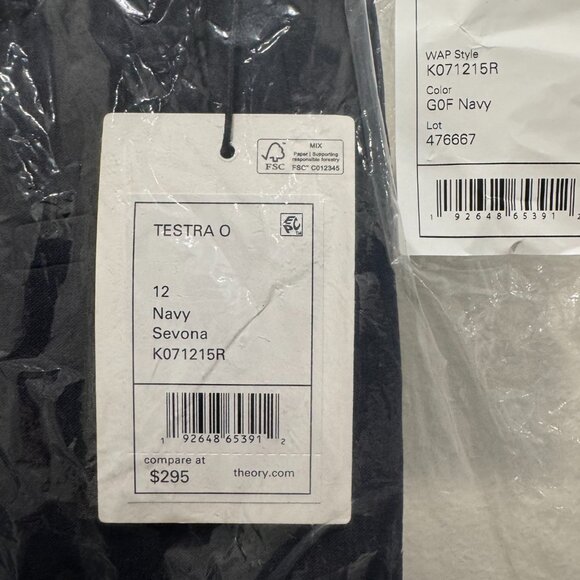 NWT Theory Cropped Ankle Pant in Sevona Stretch Wool - Navy (Size 12) - Picture 4 of 4